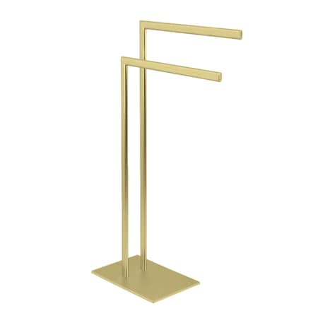 Pedestal Dual Towel Rack, Brushed Brass